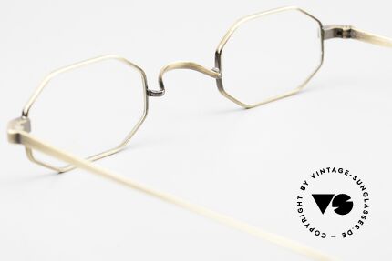 Lunor T4-E-MT AG Achteckige Brille Antik Gold, natürlich ungetragen und mit orig. Etui von Lunor, Passend für Herren und Damen