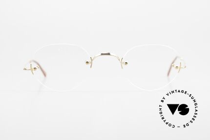 Lunor Classic Panto GP Randlosbrille Zeitlos Gold, sehr schlichte Brillenfassung für Damen und Herren, Passend für Herren und Damen