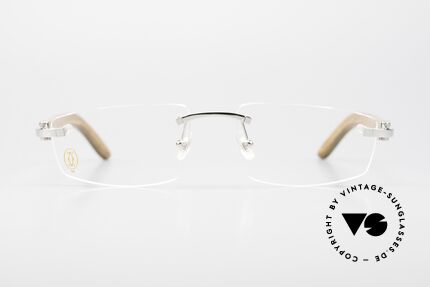 Cartier C-Decor Rimless Afrika Bubinga HolzBrille, Herrenmodell aus der C-Dekor Wood Collection, Passend für Herren und Damen