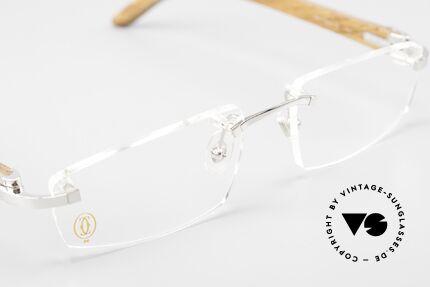 Cartier C-Decor Rimless Afrika Bubinga HolzBrille, die DEMO-Gläser können beliebig ersetzt werden, Passend für Herren und Damen