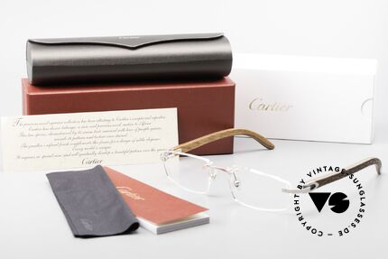 Cartier C-Decor Rimless Afrika Bubinga HolzBrille, Größe: medium, Passend für Herren und Damen