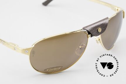 Cartier Santos Dumont Piloten Sonnenbrille Leder, braune Sonnengläser (POLARISIEREND, 100% UV), Passend für Herren Cartier Santos Dumont Piloten Sonnenbrille Leder, braune Sonnengläser (POLARISIEREND, 100% UV), Passend für Herren
