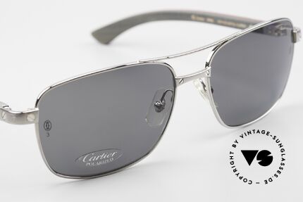 Cartier Santos De Cartier Pilotenbrille Holz Polarized, ungetragenes Original + Cartier Etui & Verpackung, Passend für Herren