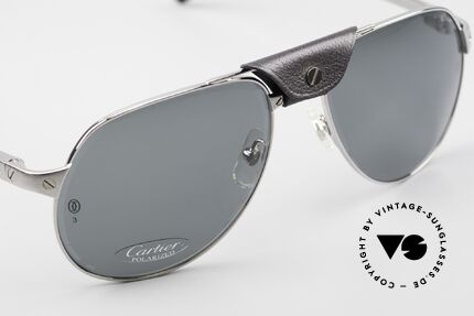 Cartier Santos Dumont Aviator Sonnenbrille Leder, ungetragenes Original von 2010 mit Verpackung, Passend für Herren