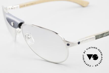 Cartier Santos Dumont Holzbrille Mit Lederbrücke, berühmte Lederbrücke & flexible Federscharniere, Passend für Herren