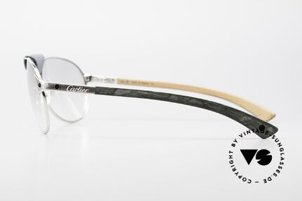 Cartier Santos Dumont Holzbrille Mit Lederbrücke, leicht getönte Gläser (somit auch abends tragbar), Passend für Herren