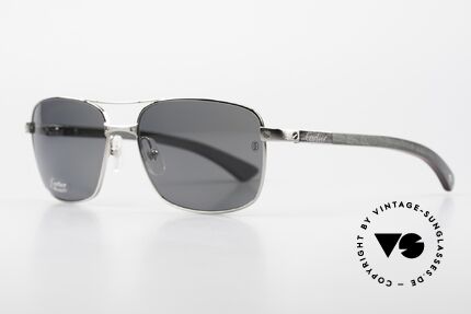 Cartier Santos De Cartier Large Holzbrille Polarized, Mod. T8200784, platin-plattiert, Gr. 60x18x135, Passend für Herren