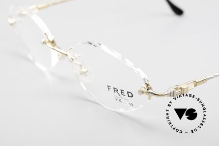 Fred Fidji F4 Randlose Brille Rosegold, Bügel sind gedreht wie ein Segeltau; MUSS für Segler!, Passend für Damen