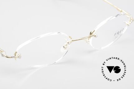 Fred Fidji F4 Randlose Brille Rosegold, ungetragenes altes Original; inkl. Etui von JP Gaultier, Passend für Damen