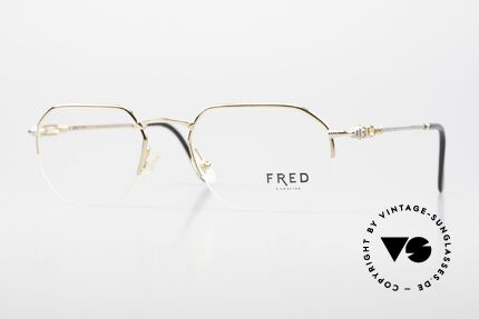 Fred Shetland Halb Rahmenlose Luxusbrille, halb rahmenlose Luxusbrille von Fred aus den 1990ern, Passend für Herren