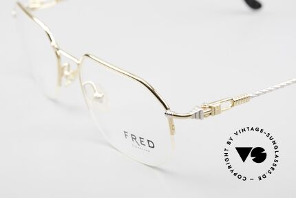 Fred Shetland Halb Rahmenlose Luxusbrille, Bügel gedreht wie ein Segeltau; ein MUSS für Segler!, Passend für Herren