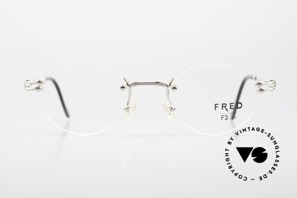 Fred Orcade F3 Randlos Platin Brille Segler, marines Design (charakteristisch Fred) in Top-Qualität, Passend für Damen