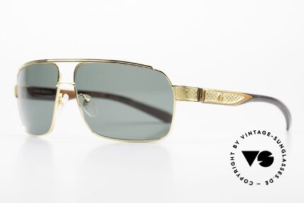 Maybach The Admiral I 24kt Gelbgold Holzbrille, mit Holzbügeln (Walnuss) & flexiblen Scharnieren, Passend für Herren