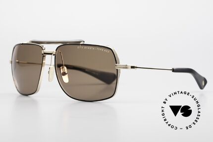 DITA Symeta Type 403 Flieger Serie Schwarz Gold, Aviator-Brille modifiziert im "Wrap Around" Design, Passend für Herren