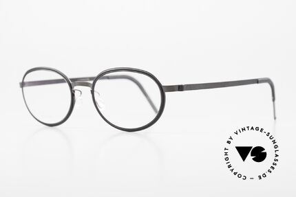 Lindberg 9720 Strip Titanium Brille Damen & Herren Oval, ovale Titanium-Fassung mit Inner-Rims in schwarz, Passend für Herren und Damen