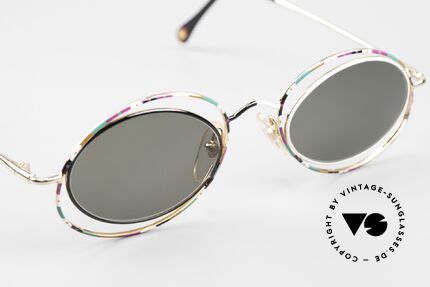 Casanova LC16 Sonnenbrille Verrückt Bunt, ungetragen mit grünen Sonnengläsern; 100% UV Schutz, Passend für Damen