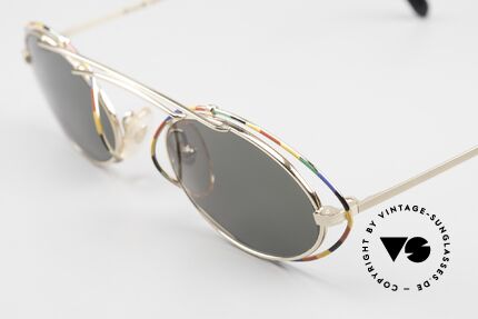 Casanova LC22 Jugendstil Sonnenbrille Bunt, 24kt vergoldeter Rahmen mit grandiosem bunten Muster, Passend für Damen