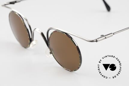 Casanova LC32 Runde Sonnenbrille Crazy, interessanter Rahmen in antik-silber & buntem Muster, Passend für Herren und Damen