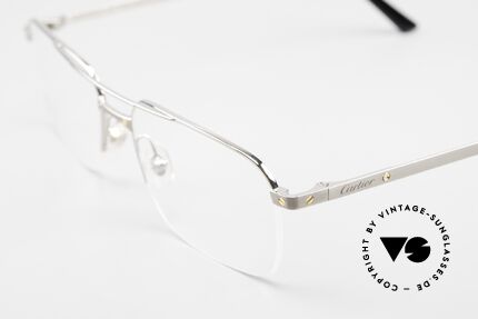 Cartier Semi T-Eye Titanfassung Nylor Halbrand, platin-plattierte Titanbrille; leicht & komfortabel, Passend für Herren