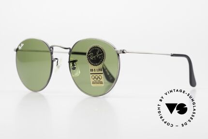 Ray Ban Round Metal 49 Runde Vintage Sonnenbrille, legendäre B&L Mineralgläser für 100% UV Schutz, Passend für Herren und Damen