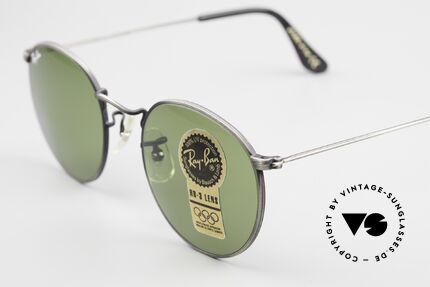 Ray Ban Round Metal 49 Runde Vintage Sonnenbrille, ungetragenes Bausch&Lomb Modell mit orig. Etui, Passend für Herren und Damen