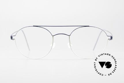 Lindberg Bruce Air Titan Rim Damenbrille Herrenbrille, edle Pantobrille mit Oberbalken; dunkelblau / grau, Passend für Herren und Damen