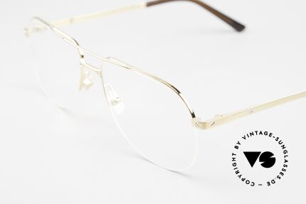 Cartier Santos De Cartier Titan Brille Nylor Halbrand, gold-plattierte Titanbrille; leicht & komfortabel, Passend für Herren