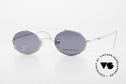 Koh Sakai KS9541 Ovale Brille Made in Japan 90er, alte vintage Koh Sakai Brille mit Sonnen-Clip von 1997, Passend für Herren und Damen