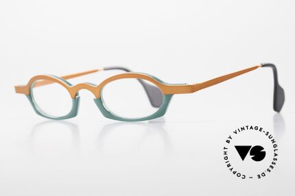 Theo Belgium Bioval Vintage Kombi Lesebrille 90er, dafür sehr kräftige Farben in grün und ORANGE-ROT, Passend für Damen