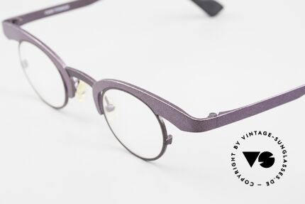 Theo Belgium O Designerbrille Für Frauen, sehr spezille Form; Rahmen in violett / schwarz, Passend für Damen