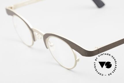 Theo Belgium O Designerbrille Titanium, sehr spezille Form; Rahmen in braun und beige, Passend für Damen