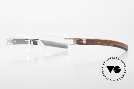 Tag Heuer L-Type 0114 Alligator-Leder Brille Luxus, Farb-Code 001 = mit Platin beschichtetes Metall, Passend für Herren