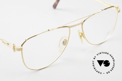 Gerald Genta Gold & Gold 03 Aviator Brille 24kt Vergoldet, ungetragenes Einzelstück mit Seriennummer, Gr. 59/17, Passend für Herren