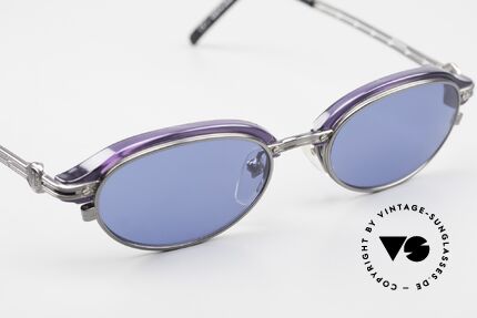 Jean Paul Gaultier 58-0004 Ovale Designer Sonnenbrille, interessante Kolorierung in violett / blau / titanium, Passend für Herren und Damen