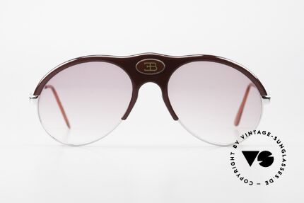 Bugatti 64902 Rare 70er Sonnenbrille Luxus, rhodinierter Rahmen mit burgunderroter Front!, Passend für Herren