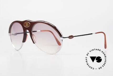 Bugatti 64902 Rare 70er Sonnenbrille Luxus, LARGE Fassung (58mm) mit zentralem Bugatti-Logo, Passend für Herren