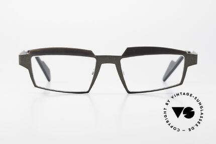 Theo Belgium Eye-Witness TV Pure Titanium & Horn Brille, diese Theo Kreation soll bewusst "unvollendet" wirken, Passend für Herren