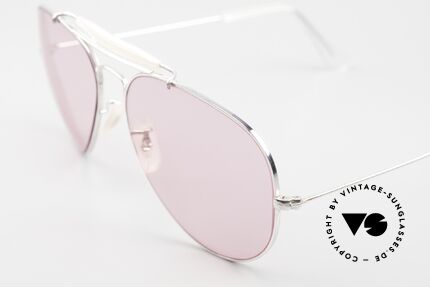 Ray Ban Outdoorsmann II Weissgold 80er Limited Edition, ultra seltne B&L-Gläser in pink; 100% UV Schutz, Passend für Herren und Damen