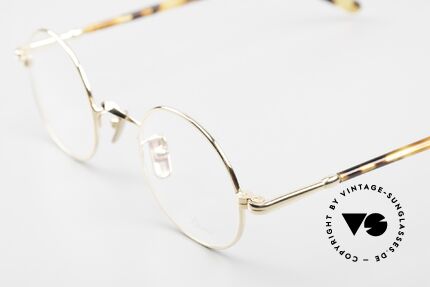Lunor VA 110 Runde Unisexbrille Gold, Model VA 110: Bügel aus einer Acetat-Metallkombi, Passend für Herren und Damen