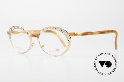 Casanova BZ2 Ovale Damenbrille Strass, 24kt vergoldete vintage Fassung mit Strass-Steinchen, Passend für Damen