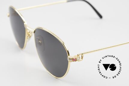 Cartier S Rubis 0,34 ct Echte Rubinen Brille 80er, dunkelgraue Sonnengläser mit 100% UV Schutz!, Passend für Damen