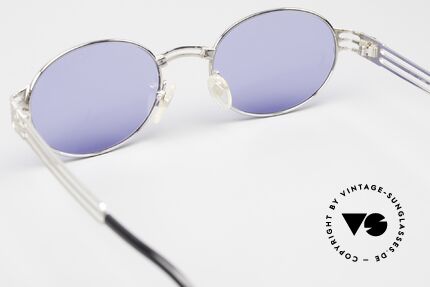 Jean Paul Gaultier 57-5107 Ovale Vintage Sonnenbrille, mit blauen Sonnengläsern (100% UV Protection), Passend für Herren und Damen