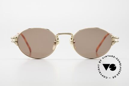 Jean Paul Gaultier 55-4173 Ovale Vintage Sonnenbrille, genialer Bügel-Klappmechanismus mit Sprungfedern, Passend für Herren und Damen
