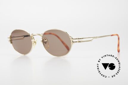 Jean Paul Gaultier 55-4173 Ovale Vintage Sonnenbrille, 22KT vergoldeter Rahmen mit braunen Sonnengläsern, Passend für Herren und Damen