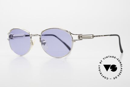 Jean Paul Gaultier 55-5109 Rare Designerbrille 1996, silberner Rahmen mit blauen Sonnengläsern; 100% UV, Passend für Herren und Damen Jean Paul Gaultier 55-5109 Rare Designerbrille 1996, silberner Rahmen mit blauen Sonnengläsern; 100% UV, Passend für Herren und Damen