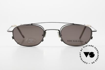 Koh Sakai KS9716 Vintage Unisex Brille 90er, Größe 44-21 mit praktischem Sonnen-Clip / Vorhänger, Passend für Herren und Damen