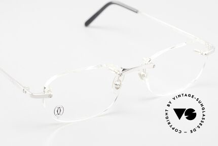Cartier T-Eye Rimless Randlose Platin Fassung, ca. 20 Jahre altes ungetragenes Cartier Original, Passend für Herren und Damen