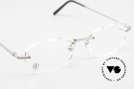 Cartier T-Eye Rimless Titanium Brille Randlos, ca. 20 Jahre altes ungetragenes Cartier Original, Passend für Herren und Damen