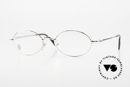 Cartier Filao Kleine Ovale Platin Brille 90er, ovale Cartier Brillenfassung in SMALL Größe 47/19, Passend für Herren und Damen