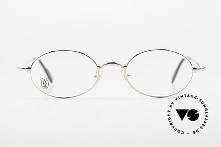 Cartier Filao Kleine Ovale Platin Brille 90er, Unisex-Modell aus der Cartier 'CERCLE FIN' Serie, Passend für Herren und Damen